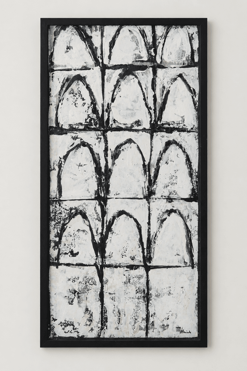 Arcos - acrílico sobre papel, enmarcado y acristalado -  37 x 78 cm