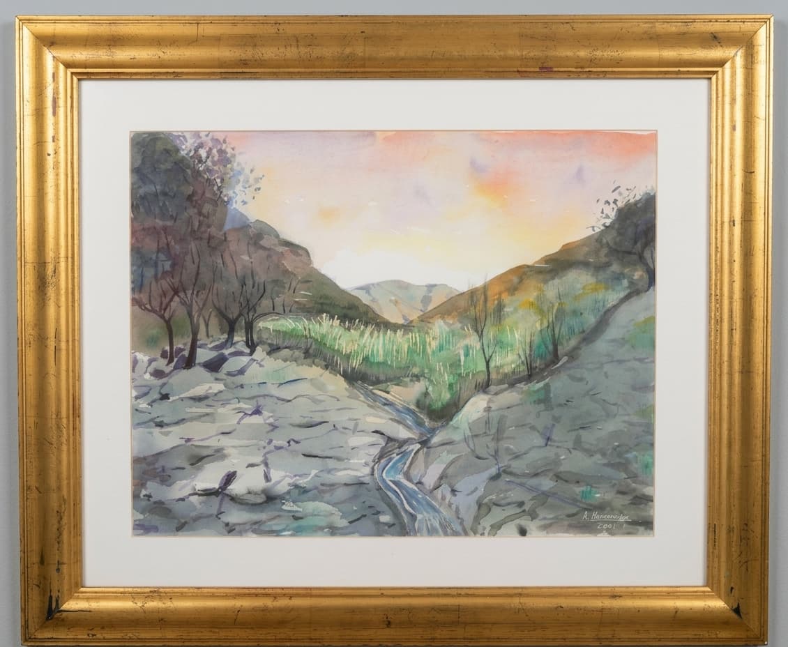 Kanarischer Bach - Aquarell auf Papier, gerahmt - 74 x 62 cm