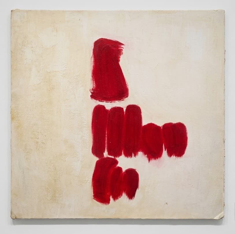 Composition Abstraite Rouge - Acrylique sur bois - 50 x 50 cm
