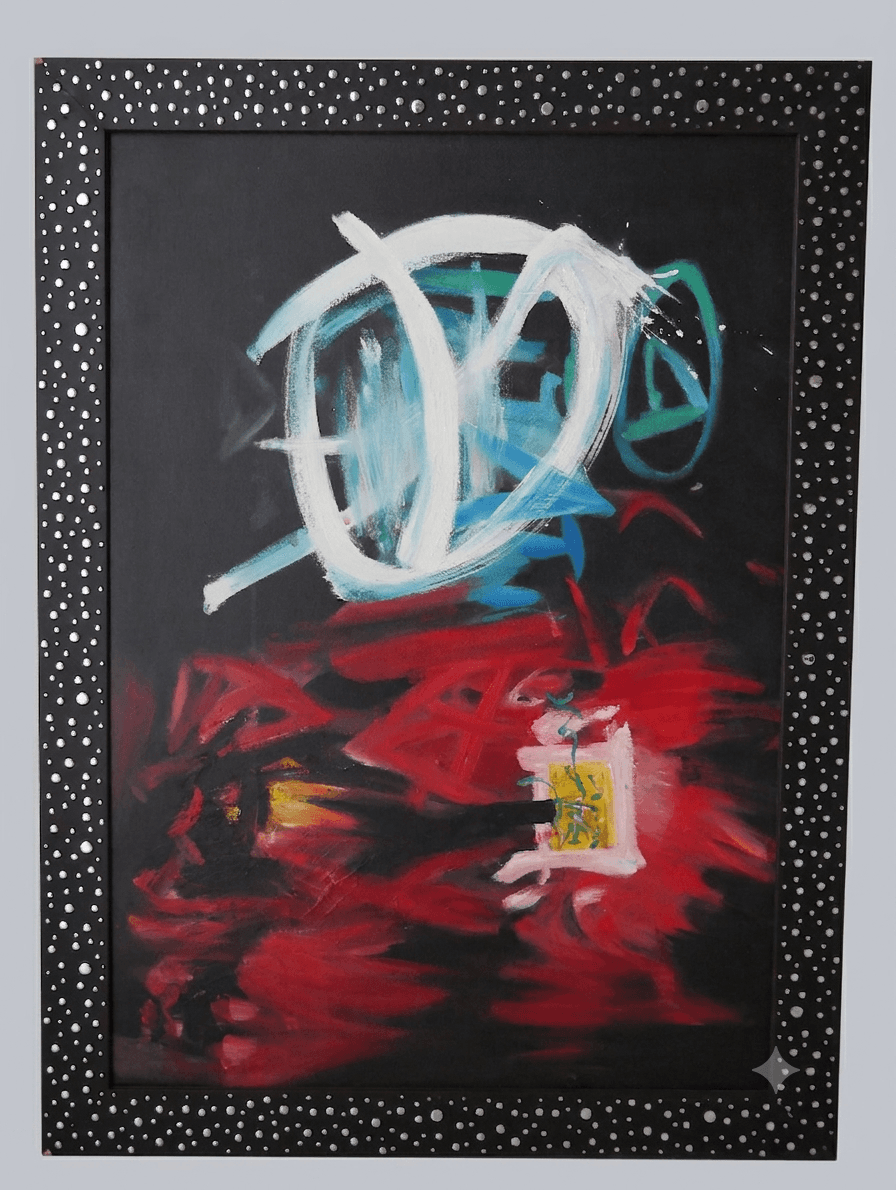 K stellar - Acrylic on canvas, framed - 77 x 104 cm