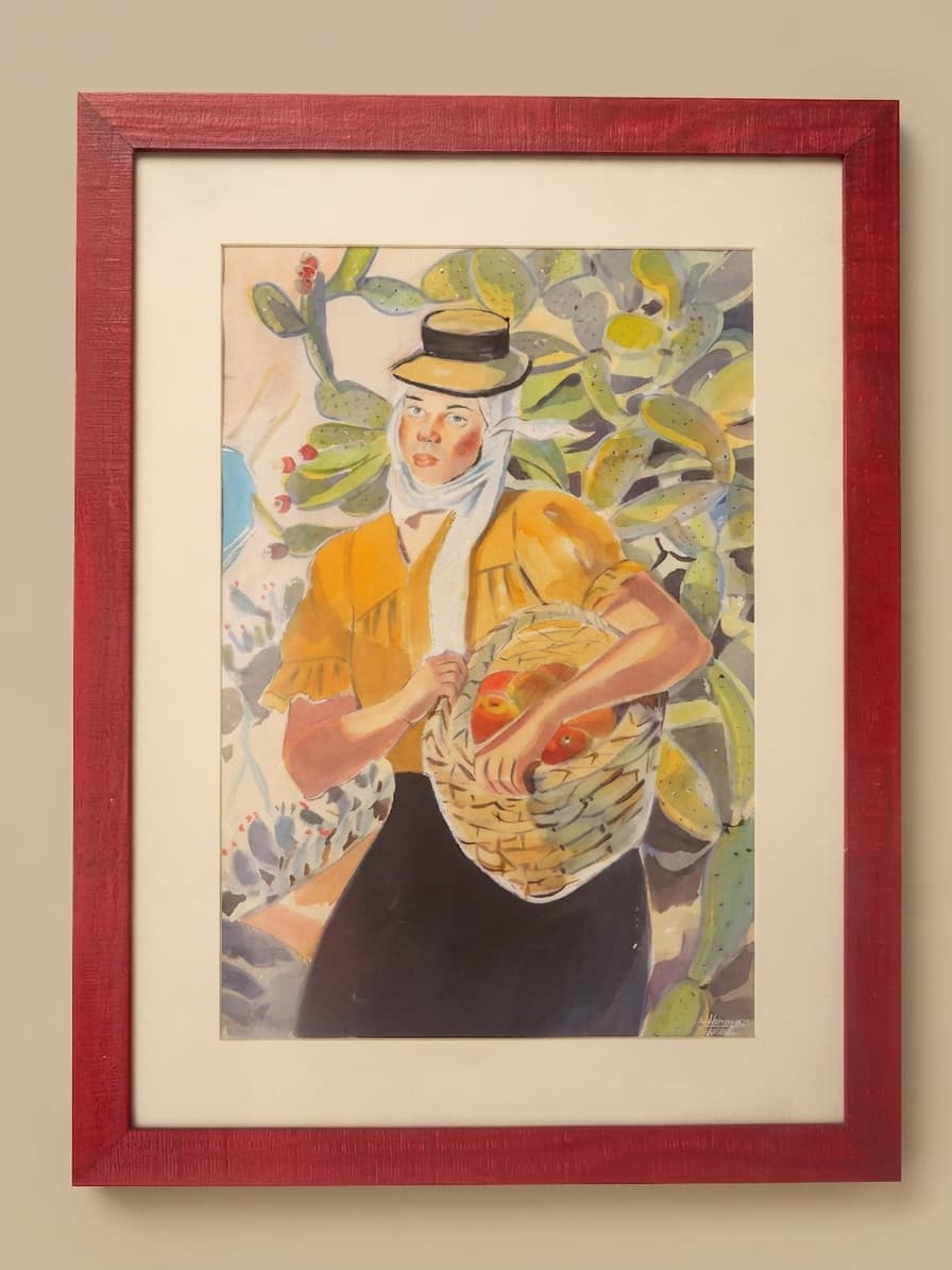 Maga - Aquarelle sur papier, encadrée - 52 x 72 cm