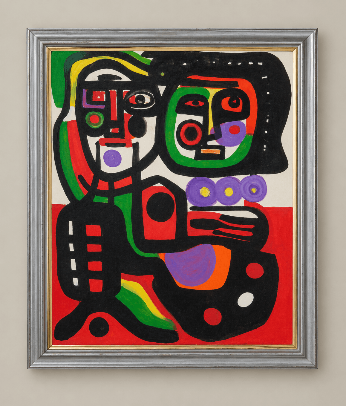 Máscaras - Acrílico sobre madera, enmarcado - 59 x 71 cm