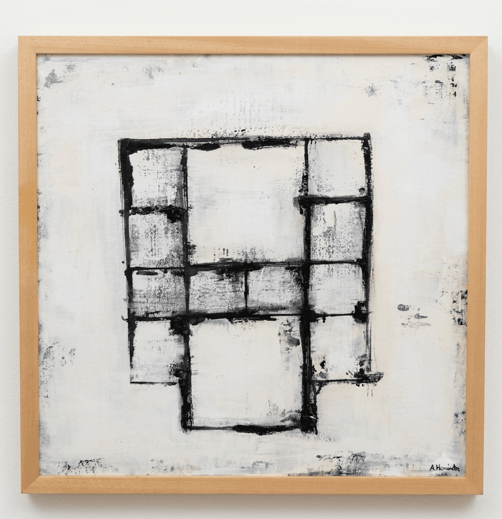 White - Acrylic on wood, framed - 53 x 53 cm