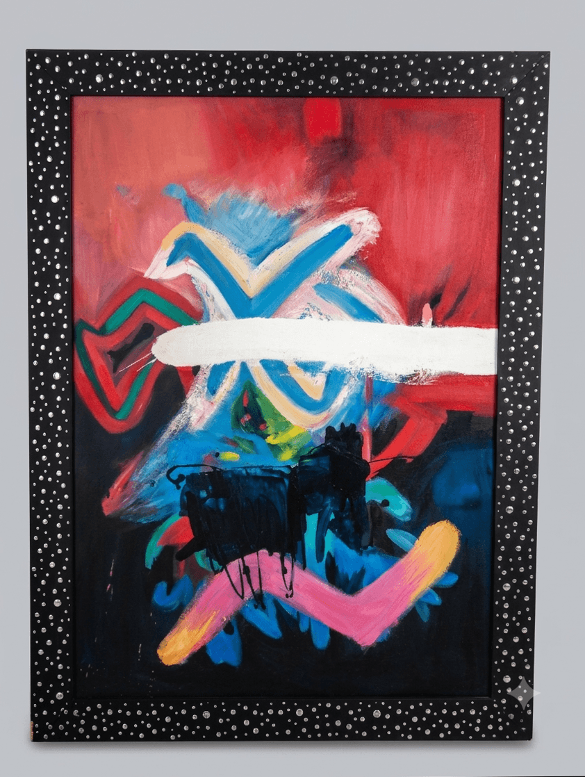 X stellar - Acrylic on canvas, framed - 77 x 104 cm