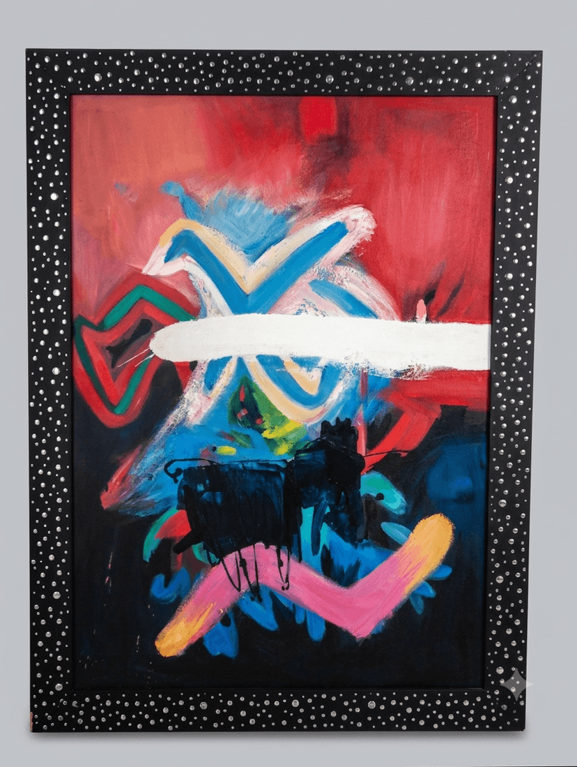 X stellar - Acrílico sobre lienzo, enmarcado - 77 x 104 cm