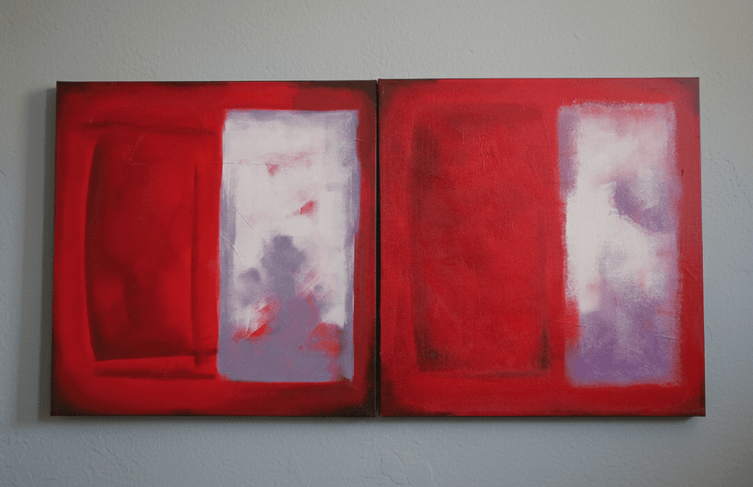 Diálogo Carmesí - Acrylique sur toile - 60 x 60 cm (x2)