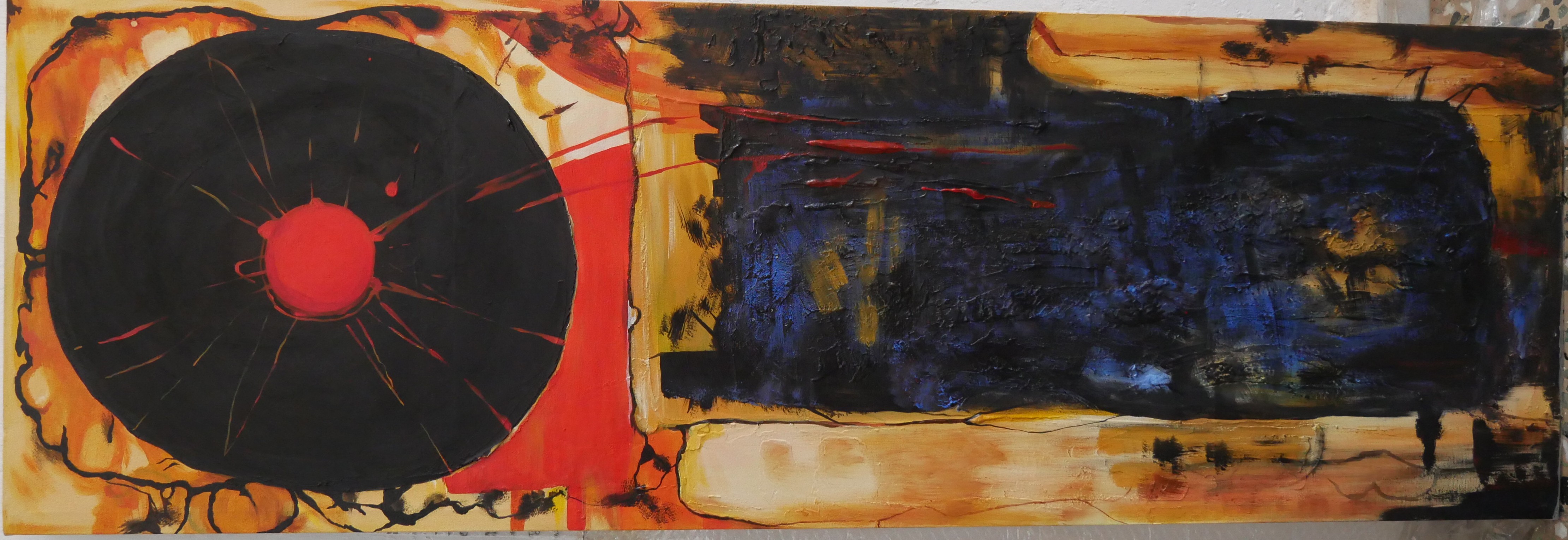 Clock - Abstract artwork by José Antonio Hernández, Acrylic on canvas, 151 x 50 cm