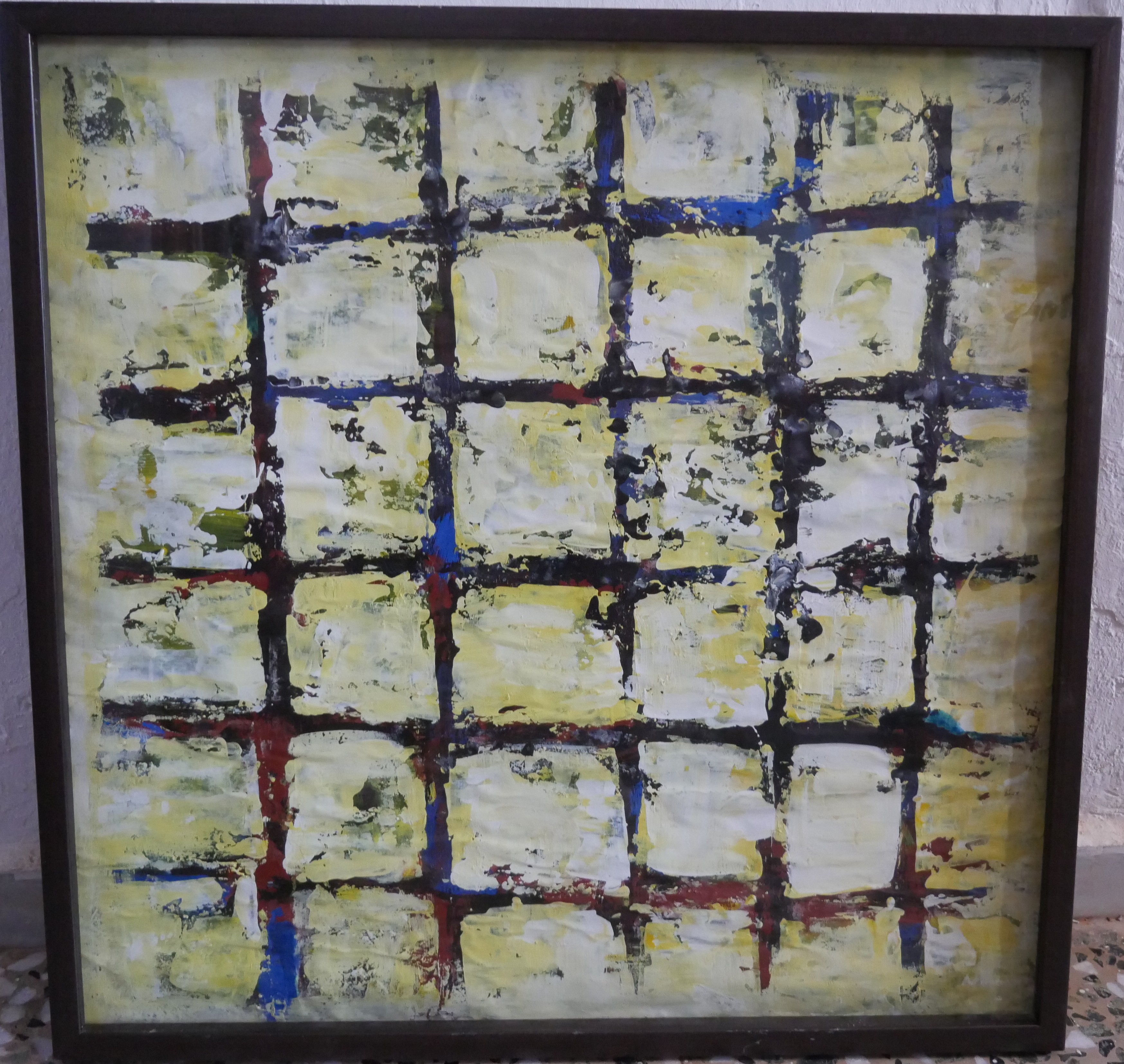 Chromatic Grid - Abstract artwork by José Antonio Hernández, Acrylic on paper, 71 x 71 cm