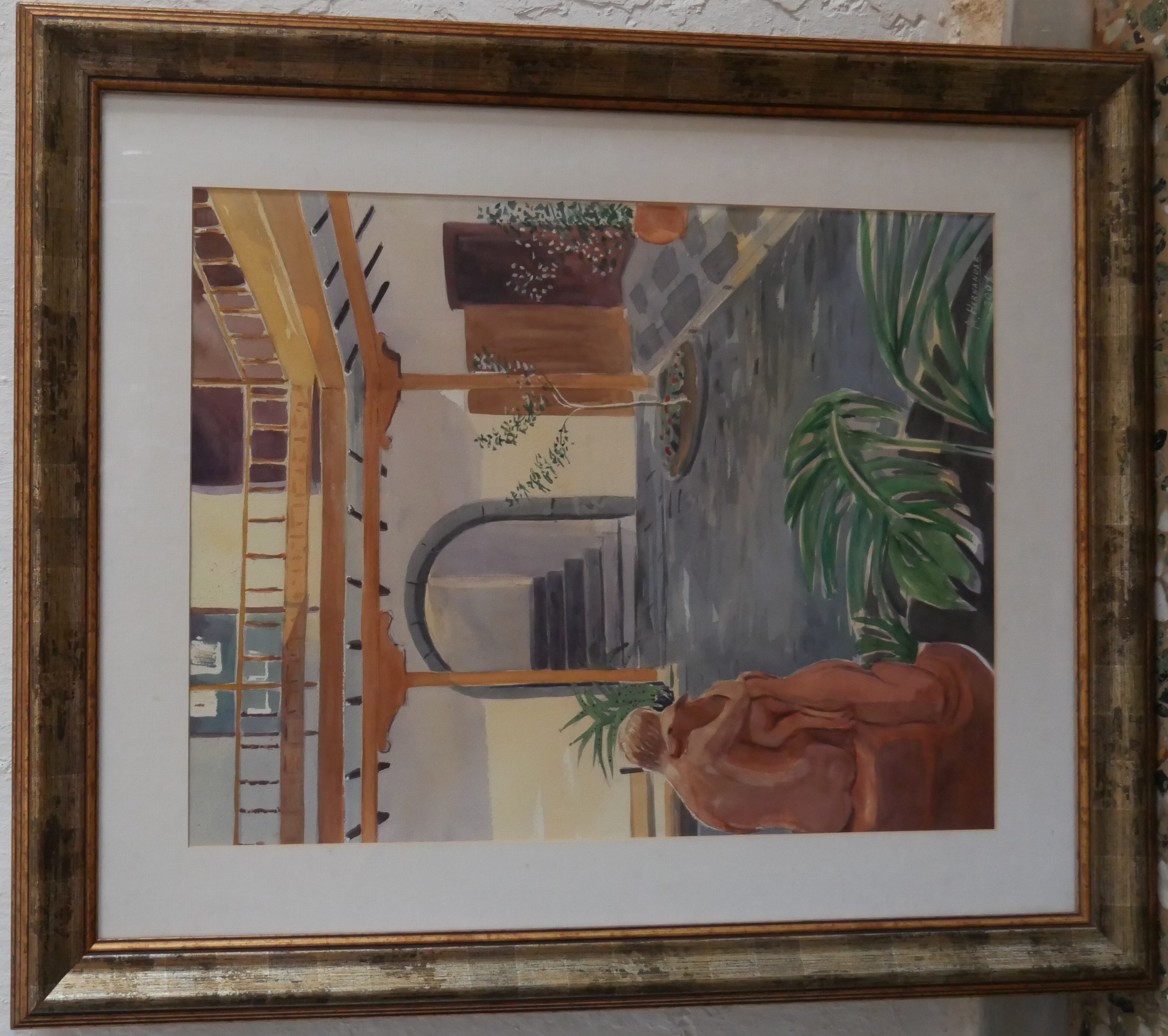 Canarian Patio - Abstract artwork by José Antonio Hernández, Gouache on paper, 72 x 60 cm