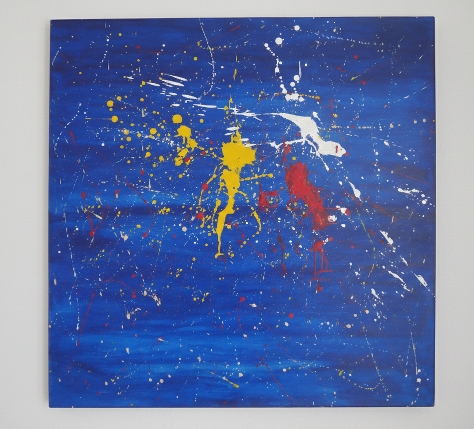 Expressionist Blue - Abstract artwork by José Antonio Hernández, Acrylic on canvas, 113 x 113 cm