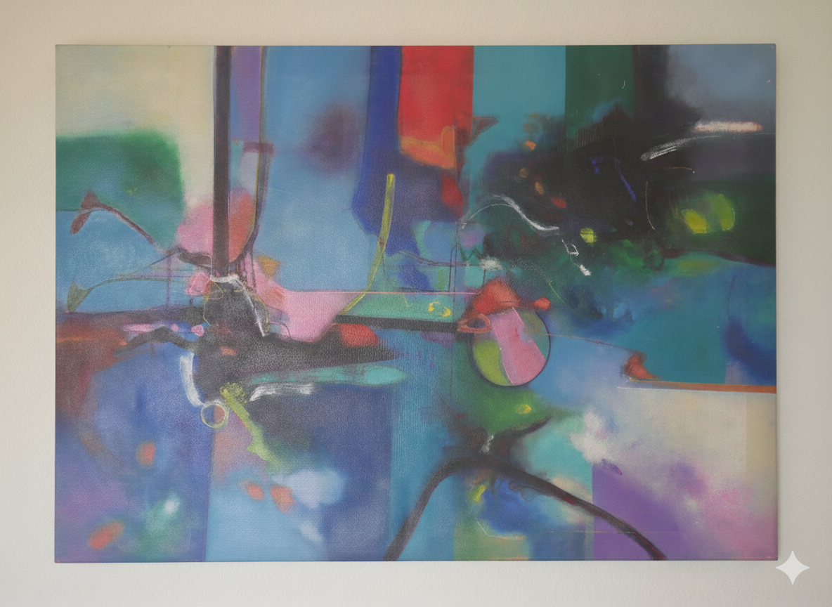 Stained Glass - Abstract artwork by José Antonio Hernández, Acrylic on canvas, 97 x 70  cm